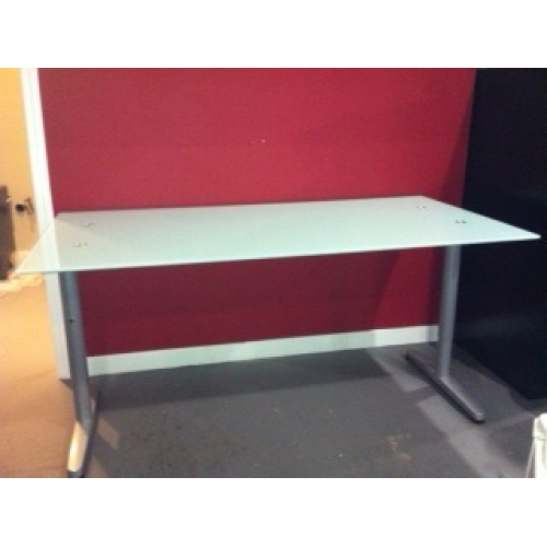 Ikea GALANT Frosted Glass Top Desk Brushed Aluminum Allsold.ca Buy